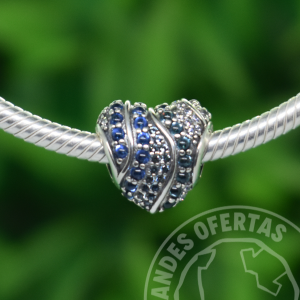 Charm Corazon Azul Marino Plata