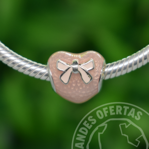 Charm Corazon con Lazo Rosa