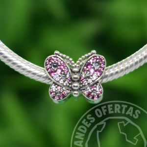Charm Mariposa Rosada Plata