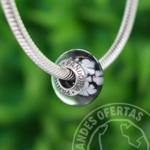 Murano Negro con Flores Blancas