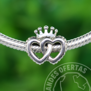 Charm Corazones Royales con Corona Plata