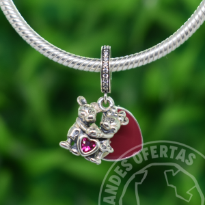 Charm Mickey & Minnie Corazón Plata