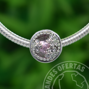 Charm Brillante Rosado con Margaritas Plata