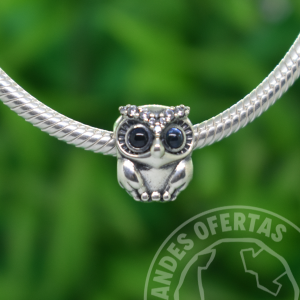Charm Buho Ojos Azules Plata