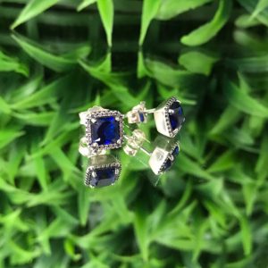 Aritos Cristal Azul Plata