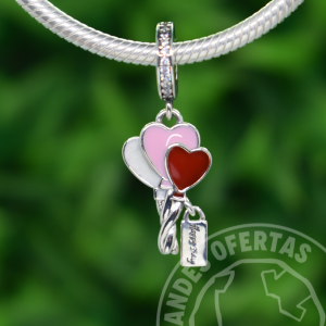 Charm Happy Birthday Globos Corazones Plata