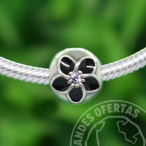 Clip Flor Negra Plata