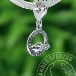 Charm Pajarito Mamá y Bebé Plata