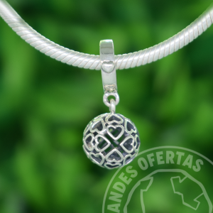Charm Bolita Colgante Corazones Plata