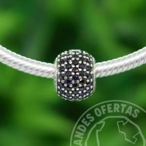 Charm Esfera Negra Deslumbrante Plata