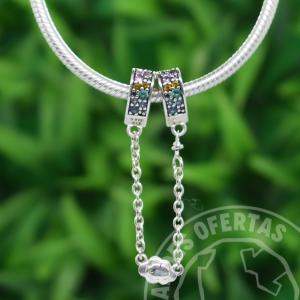 Cadenita Seguridad Arcos de Amor Multicolor Plata