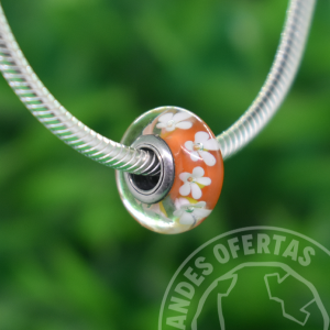 Murano Anaranjado Flores Tropicales