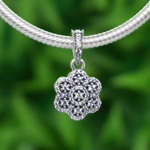 Charm Flor Cristalizada Colgante Plata
