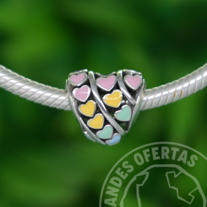 Charm Corazon Multicolor Plata