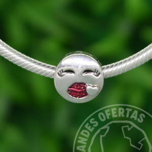Charm Emoji Beso Plata
