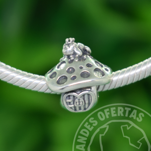 Charm Hongo y Ranita con Corona Plata.