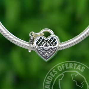 Charm Candado de Corazon Plata