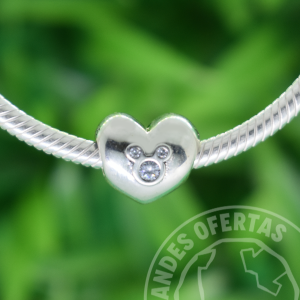 Charm Corazon Mickey Circonio Plata