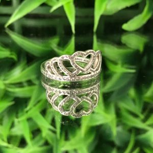 Anillo Tiara de Corazones Plata