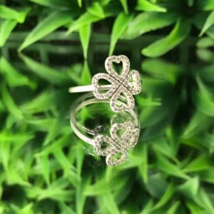 Anillo Trebol Brillante Plata