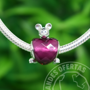 Charm Mickey Corazon Rojo Plata
