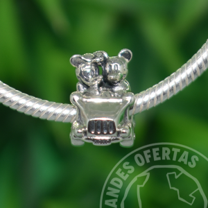 Charm Mickey & Minnie en Coche Plata