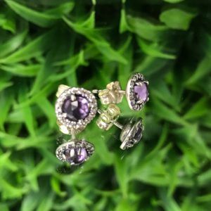 Aritos Cristal Morado Plata